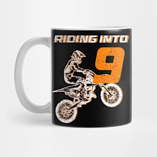 Riding into 9th Birthday Boy Dirt Bike B-day Gift For Kids Tollders Mug